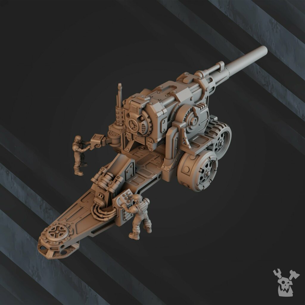 Imperial Army Regius Guard Artillery Mount And Siege Gun, resin miniature bases, 28mm heroic scale unpainted resin, view 2