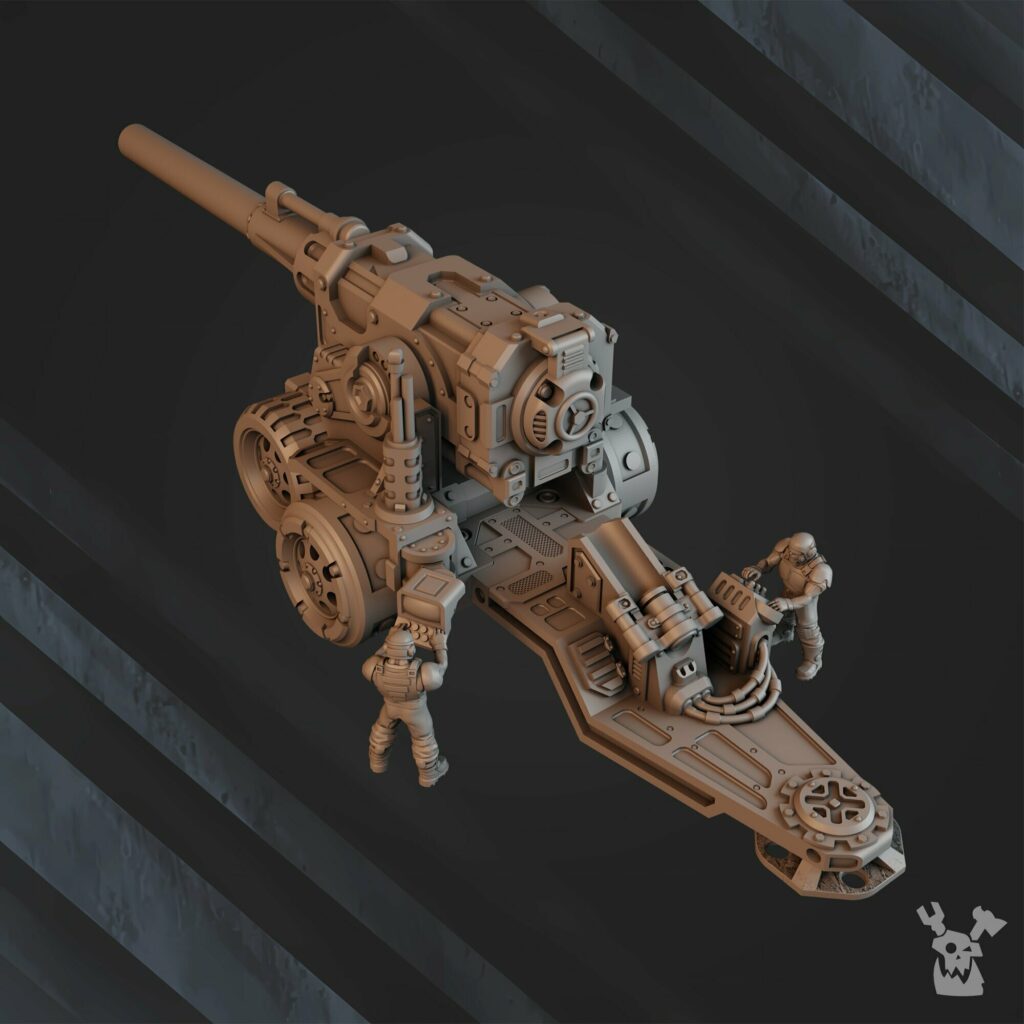 Imperial Army Regius Guard Artillery Mount And Siege Gun, resin miniature bases, 28mm heroic scale unpainted resin, view 3
