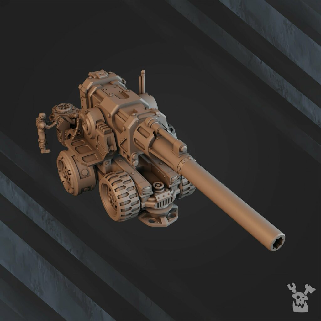 Imperial Army Regius Guard Artillery Mount And Siege Gun, resin miniature bases, 28mm heroic scale unpainted resin, view 4