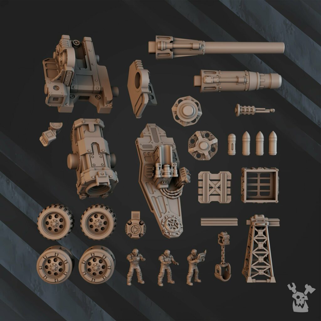 Imperial Army Regius Guard Artillery Mount And Siege Gun, resin miniature bases, 28mm heroic scale unpainted resin, view 9