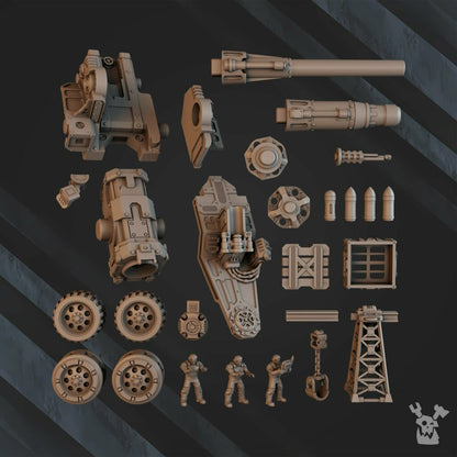 Imperial Army Regius Guard Artillery Mount And Siege Gun, resin miniature bases, 28mm heroic scale unpainted resin, view 9