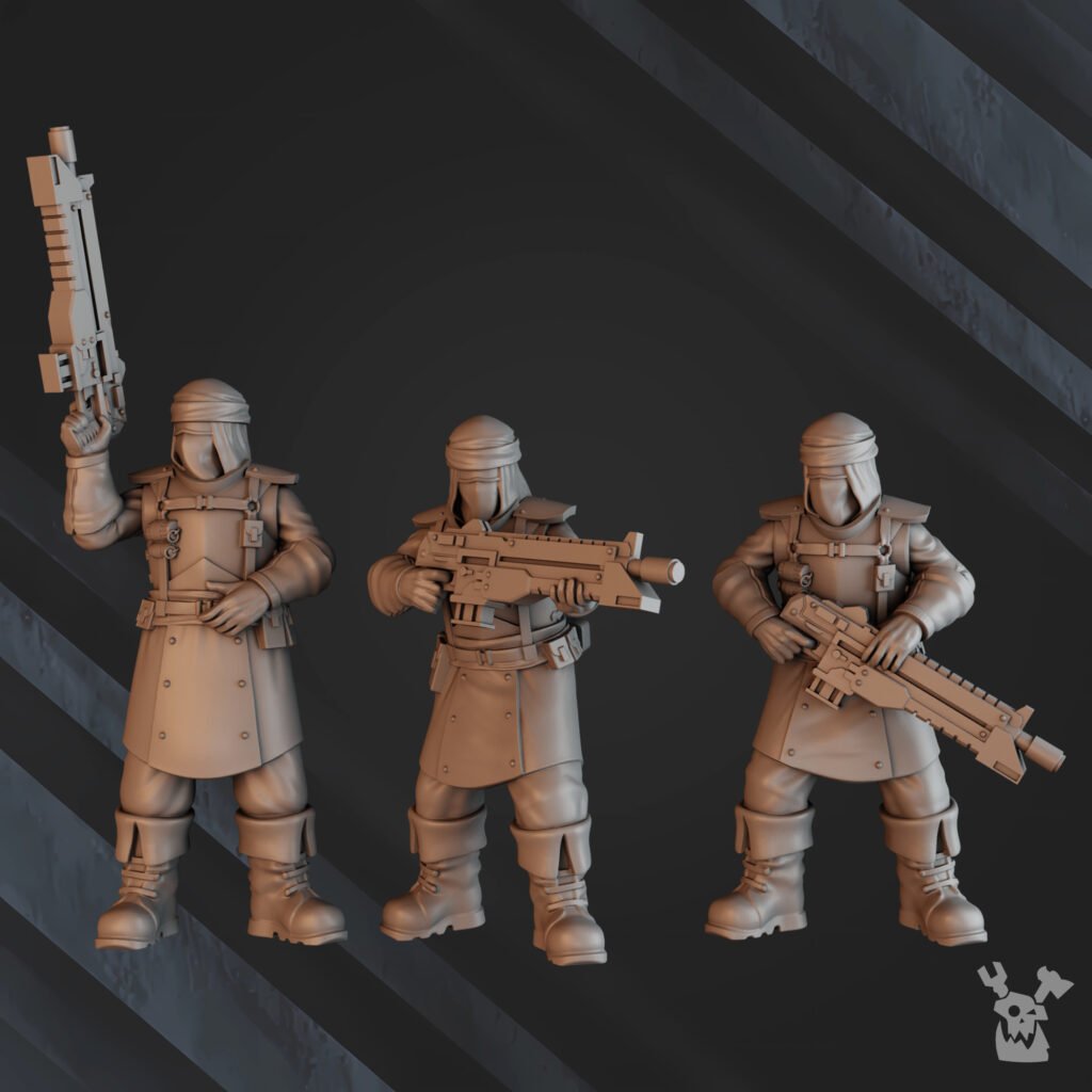 Imperial Army Regius Guard Bedouin Desert Stalkers, proxy miniature, scout, 28mm heroic scale unpainted resin, view 3