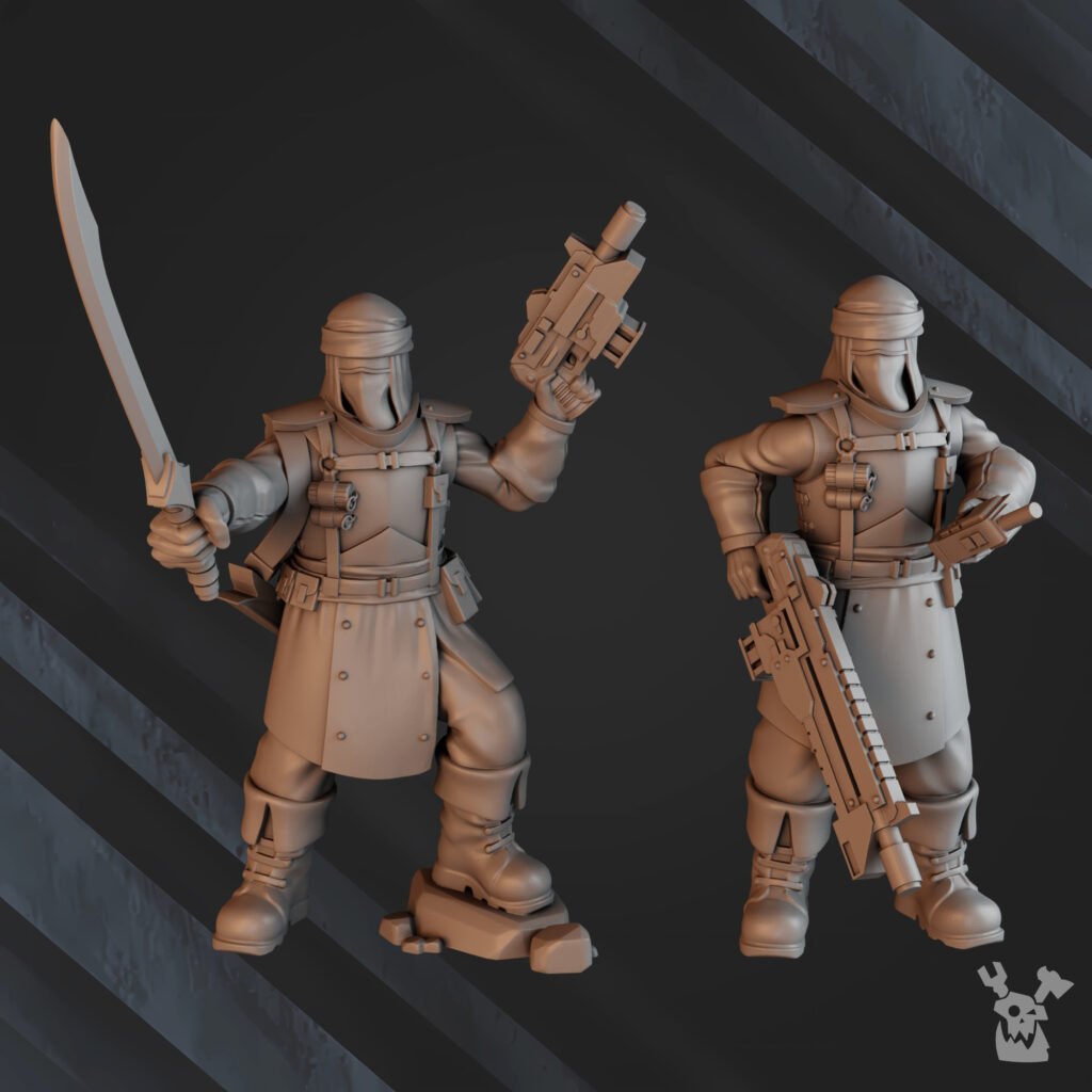 Imperial Army Regius Guard Bedouin Desert Stalkers, proxy miniature, scout, 28mm heroic scale unpainted resin, view 4