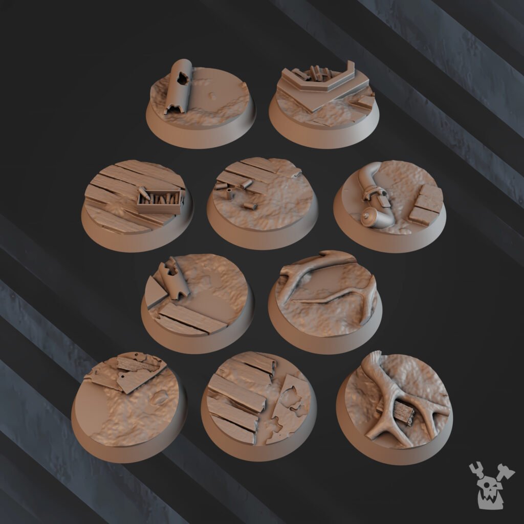 Imperial Army Regius Guard Division Bases Set, resin miniature bases, infantry, 28mm heroic scale unpainted resin, view 2