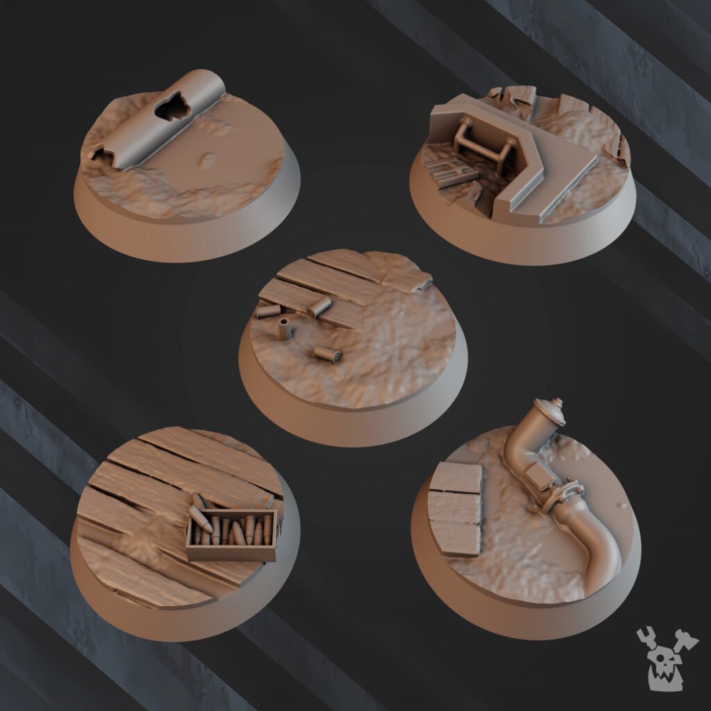 Imperial Army Regius Guard Division Bases Set, resin miniature bases, infantry, 28mm heroic scale unpainted resin, view 4