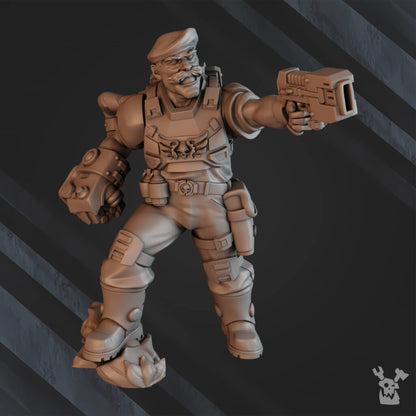 Imperial Army Regius Guard Division Commando Squad, proxy miniature, 28mm heroic scale unpainted resin, view 5