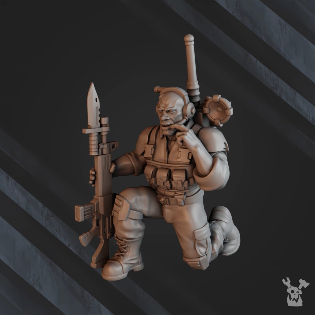 Imperial Army Regius Guard Division Commando Squad, proxy miniature, 28mm heroic scale unpainted resin, view 6