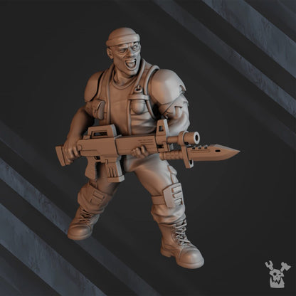 Imperial Army Regius Guard Division Commando Squad, proxy miniature, 28mm heroic scale unpainted resin, view 7