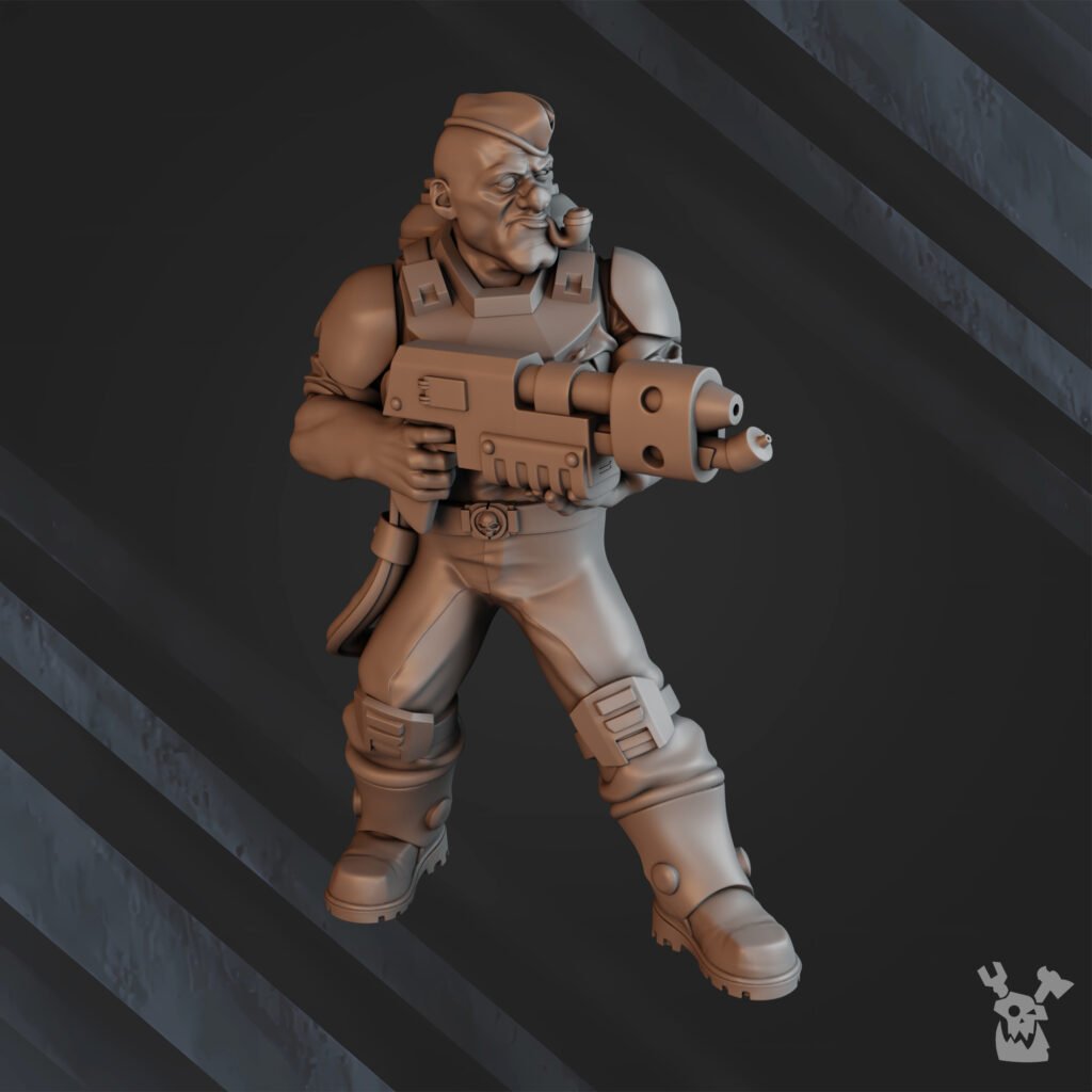 Imperial Army Regius Guard Division Commando Squad, proxy miniature, 28mm heroic scale unpainted resin, view 8