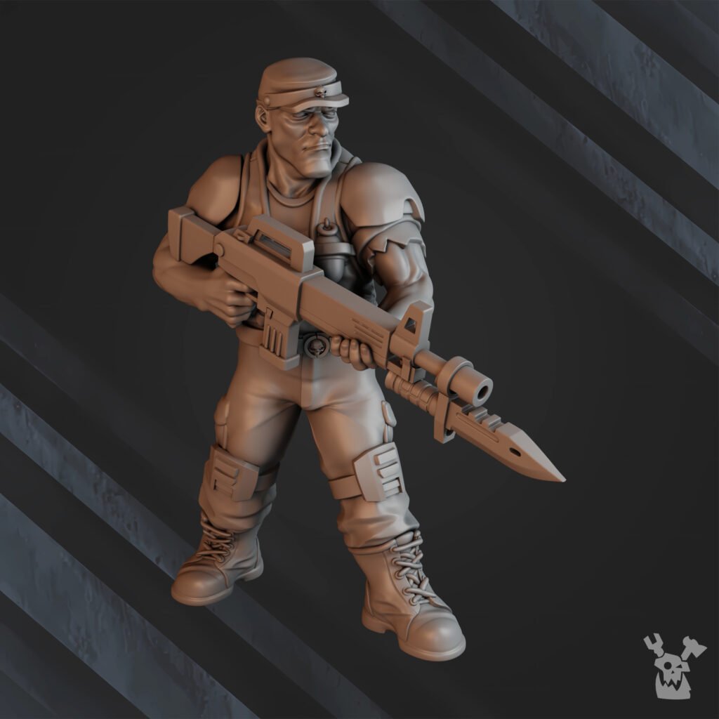 Imperial Army Regius Guard Division Commando Squad, proxy miniature, 28mm heroic scale unpainted resin, view 9