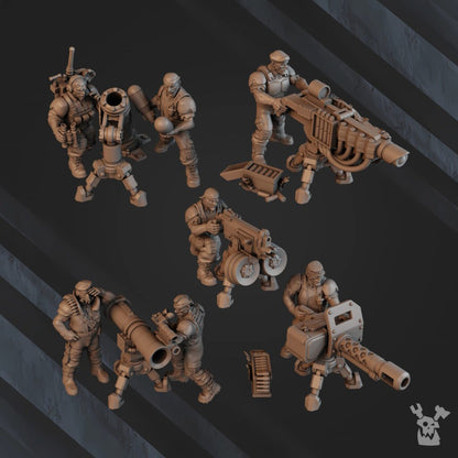 Imperial Army Regius Guard Division Heavy Fire Support Squad, proxy miniature, 28mm heroic scale unpainted resin