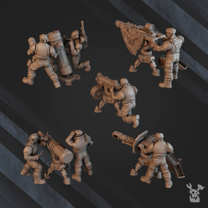 Imperial Army Regius Guard Division Heavy Fire Support Squad, proxy miniature, 28mm heroic scale unpainted resin, view 3