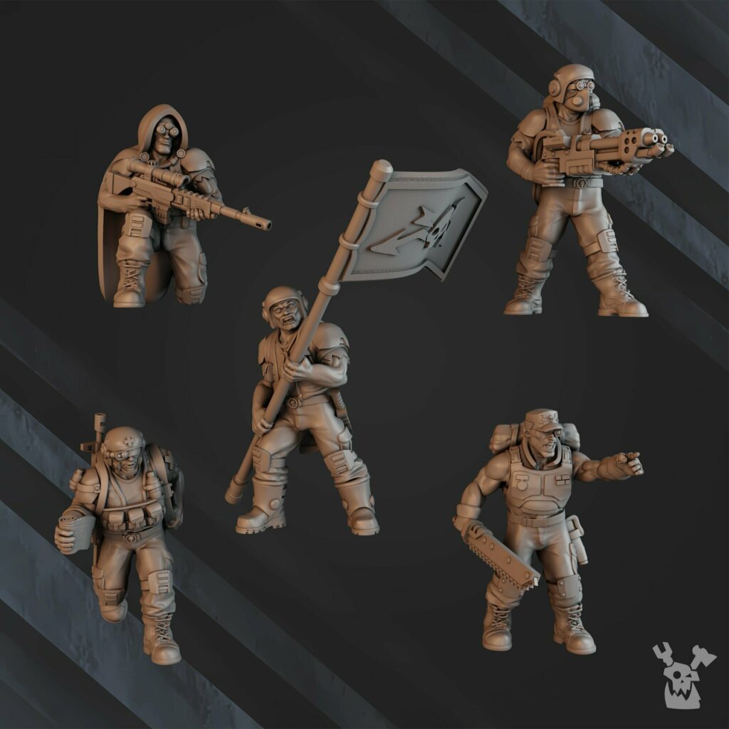 Imperial Army Regius Guard Division Lead Detachment, proxy miniature, infantry, 28mm heroic scale unpainted resin, view 2