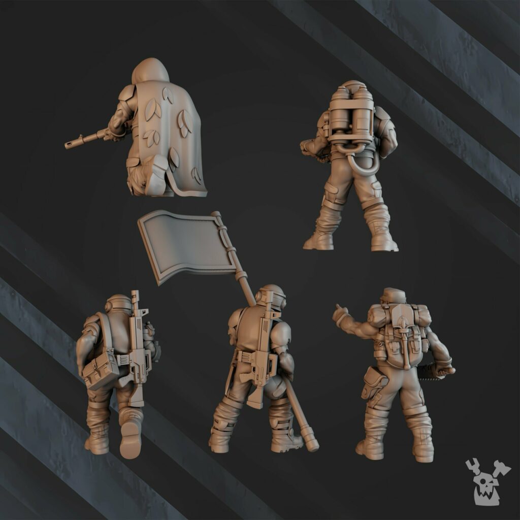 Imperial Army Regius Guard Division Lead Detachment, proxy miniature, infantry, 28mm heroic scale unpainted resin, view 3