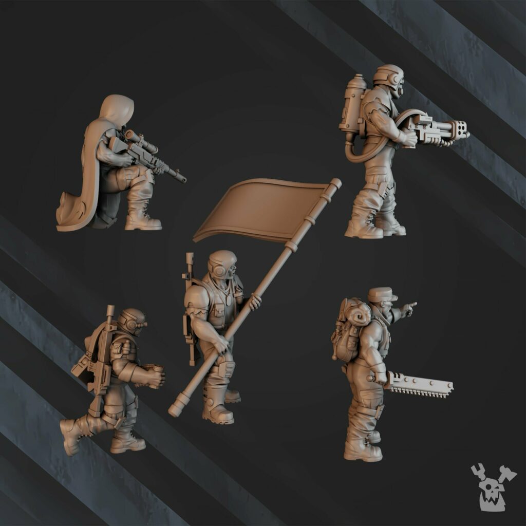 Imperial Army Regius Guard Division Lead Detachment, proxy miniature, infantry, 28mm heroic scale unpainted resin, view 4