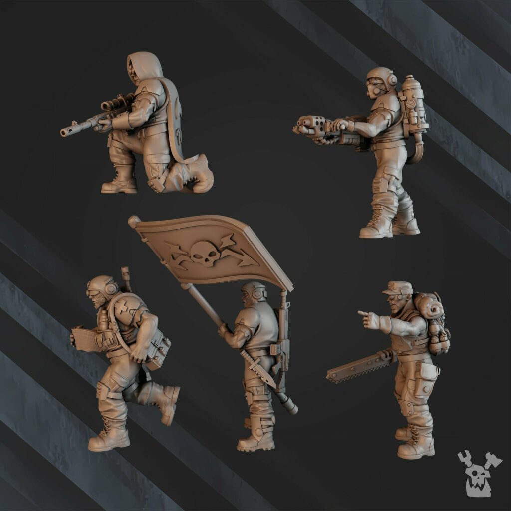 Imperial Army Regius Guard Division Lead Detachment, proxy miniature, infantry, 28mm heroic scale unpainted resin, view 5