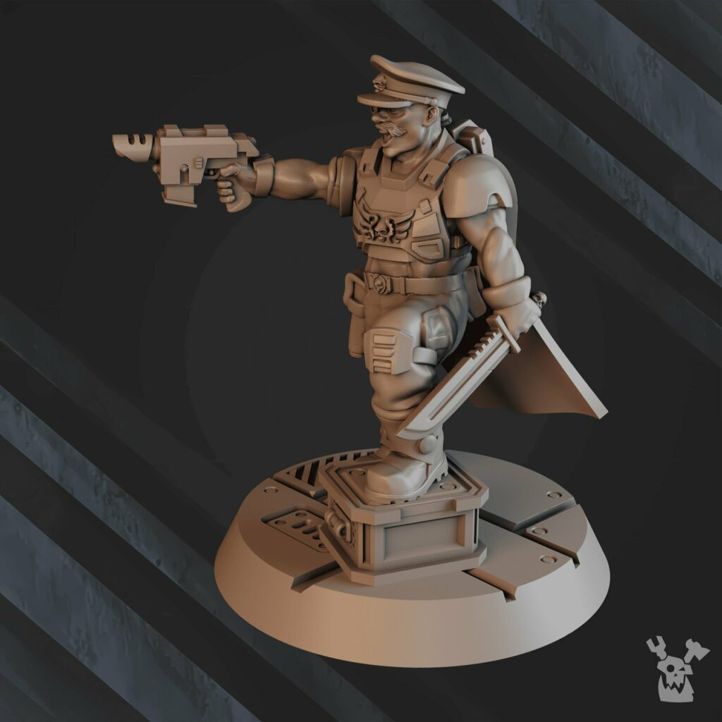 Imperial Army Regius Guard George Whizbang Dillon, proxy miniature, infantry, 28mm heroic scale unpainted resin, view 3