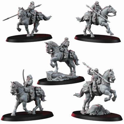 Imperial Army Assault Riders Squad, proxy miniature, 28mm heroic scale unpainted resin