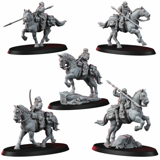 Imperial Army Assault Riders Squad, proxy miniature, 28mm heroic scale unpainted resin