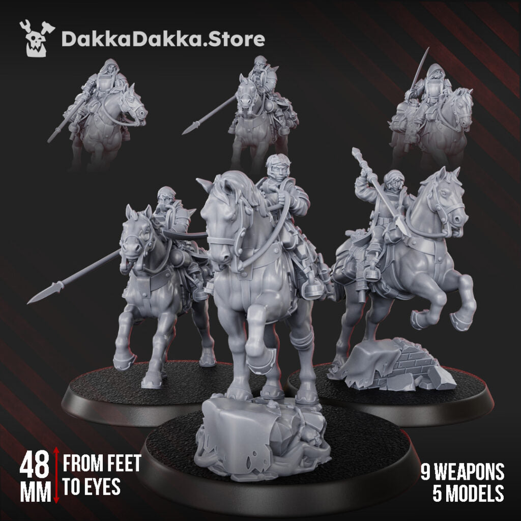 Imperial Army Assault Riders Squad, proxy miniature, 28mm heroic scale unpainted resin, view 3