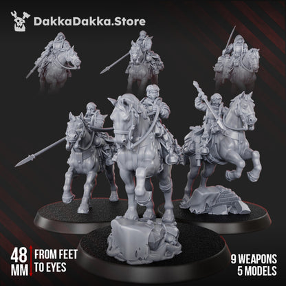 Imperial Army Assault Riders Squad, proxy miniature, 28mm heroic scale unpainted resin, view 3