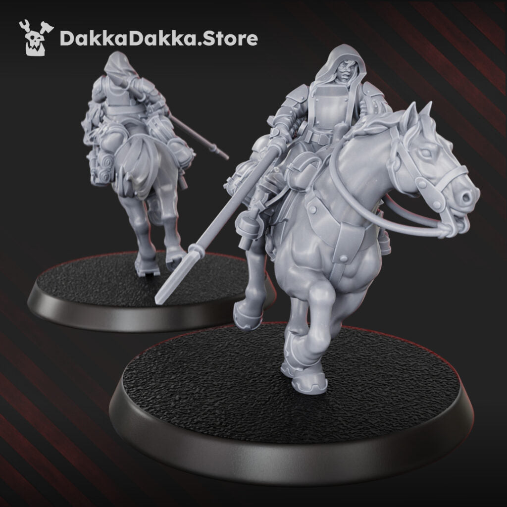 Imperial Army Assault Riders Squad, proxy miniature, 28mm heroic scale unpainted resin, view 4
