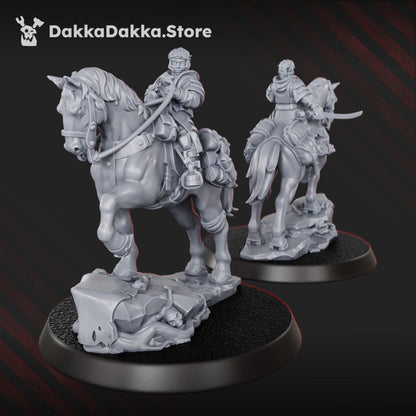 Imperial Army Assault Riders Squad, proxy miniature, 28mm heroic scale unpainted resin, view 5