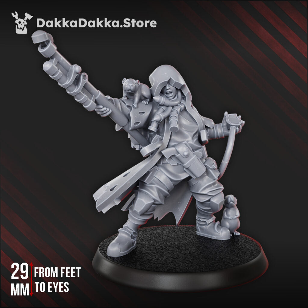 Imperial Army Kayla The Pied Piper, proxy miniature, 28mm heroic scale unpainted resin, view 3