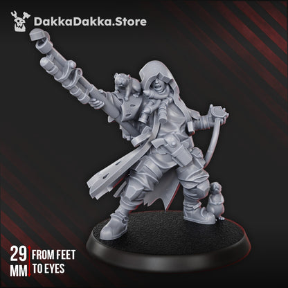 Imperial Army Kayla The Pied Piper, proxy miniature, 28mm heroic scale unpainted resin, view 3