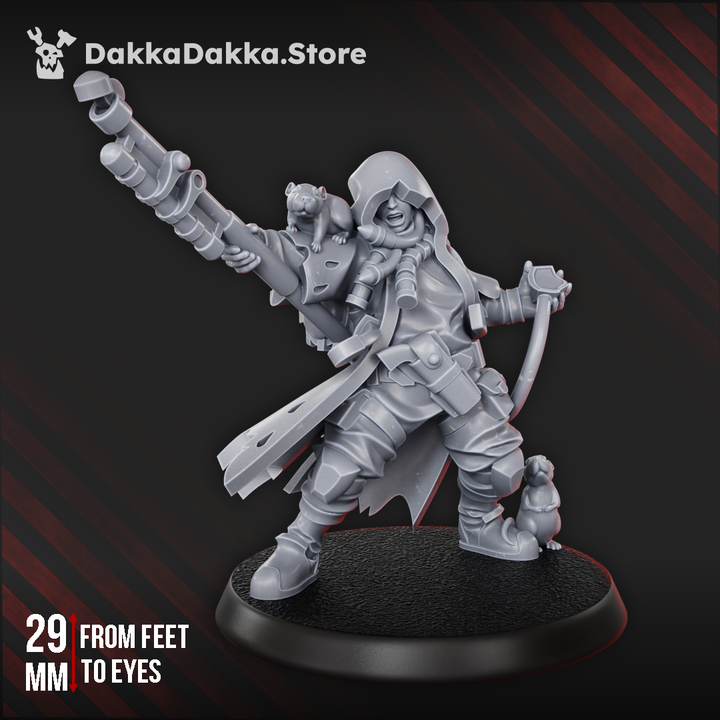 Imperial Army Kayla The Pied Piper, proxy miniature, 28mm heroic scale unpainted resin, view 5