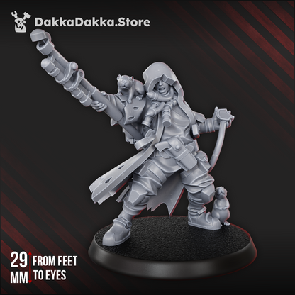 Imperial Army Kayla The Pied Piper, proxy miniature, 28mm heroic scale unpainted resin, view 5