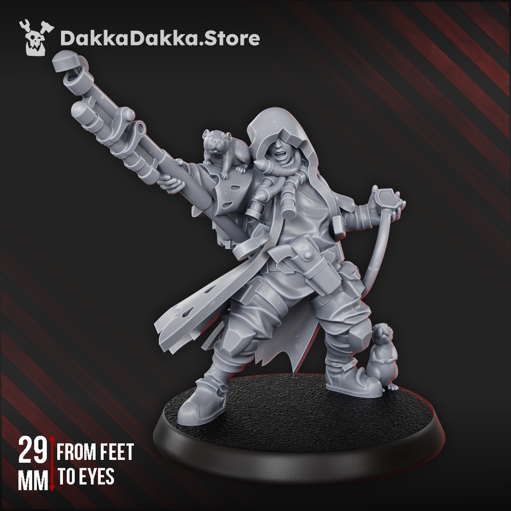 Imperial Army Kayla The Pied Piper, proxy miniature, 28mm heroic scale unpainted resin, view 7