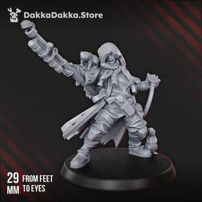 Imperial Army Kayla The Pied Piper, proxy miniature, 28mm heroic scale unpainted resin, view 7