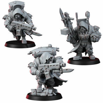 Imperial Army Mules Squad, proxy miniature, 28mm heroic scale unpainted resin