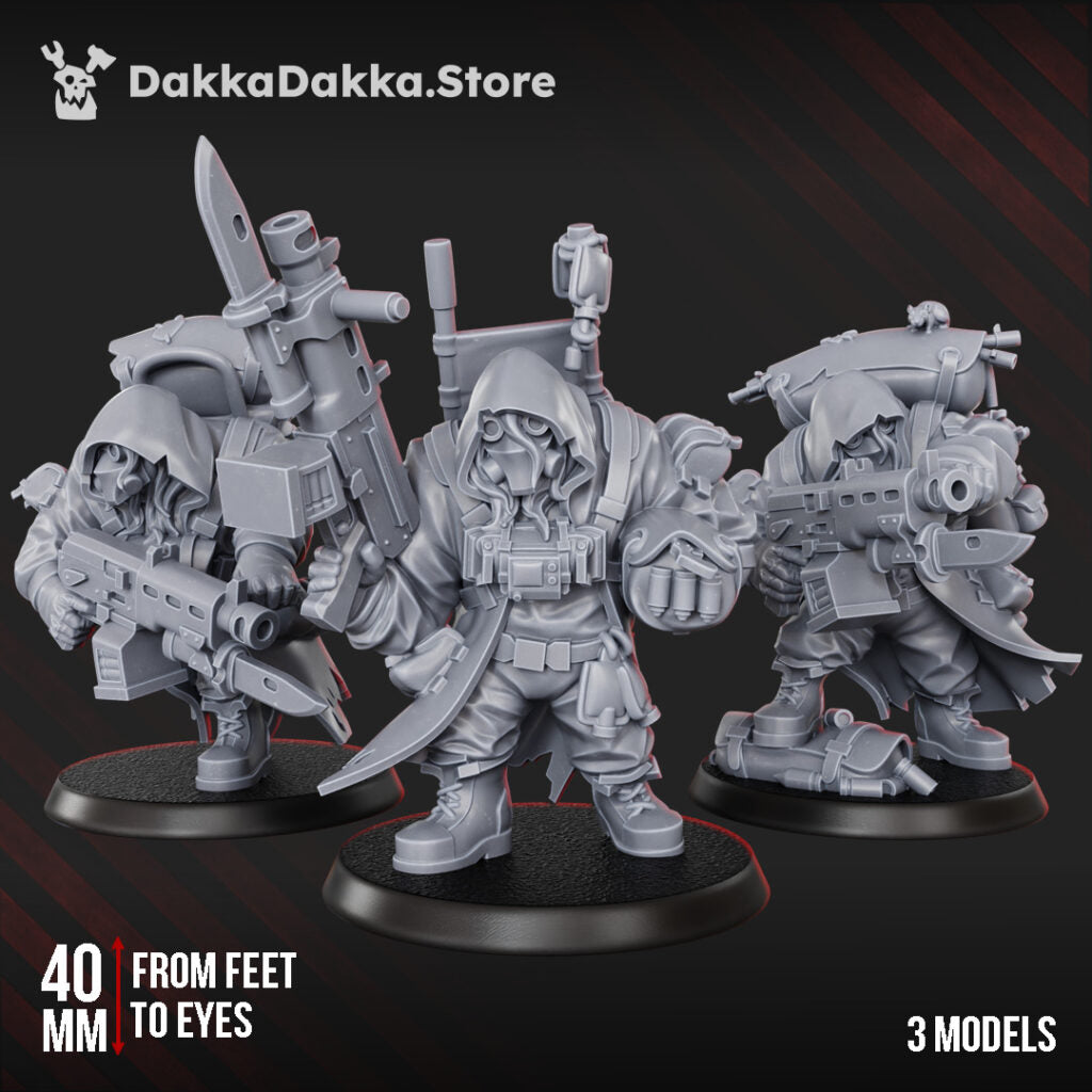 Imperial Army Mules Squad, proxy miniature, 28mm heroic scale unpainted resin, view 2