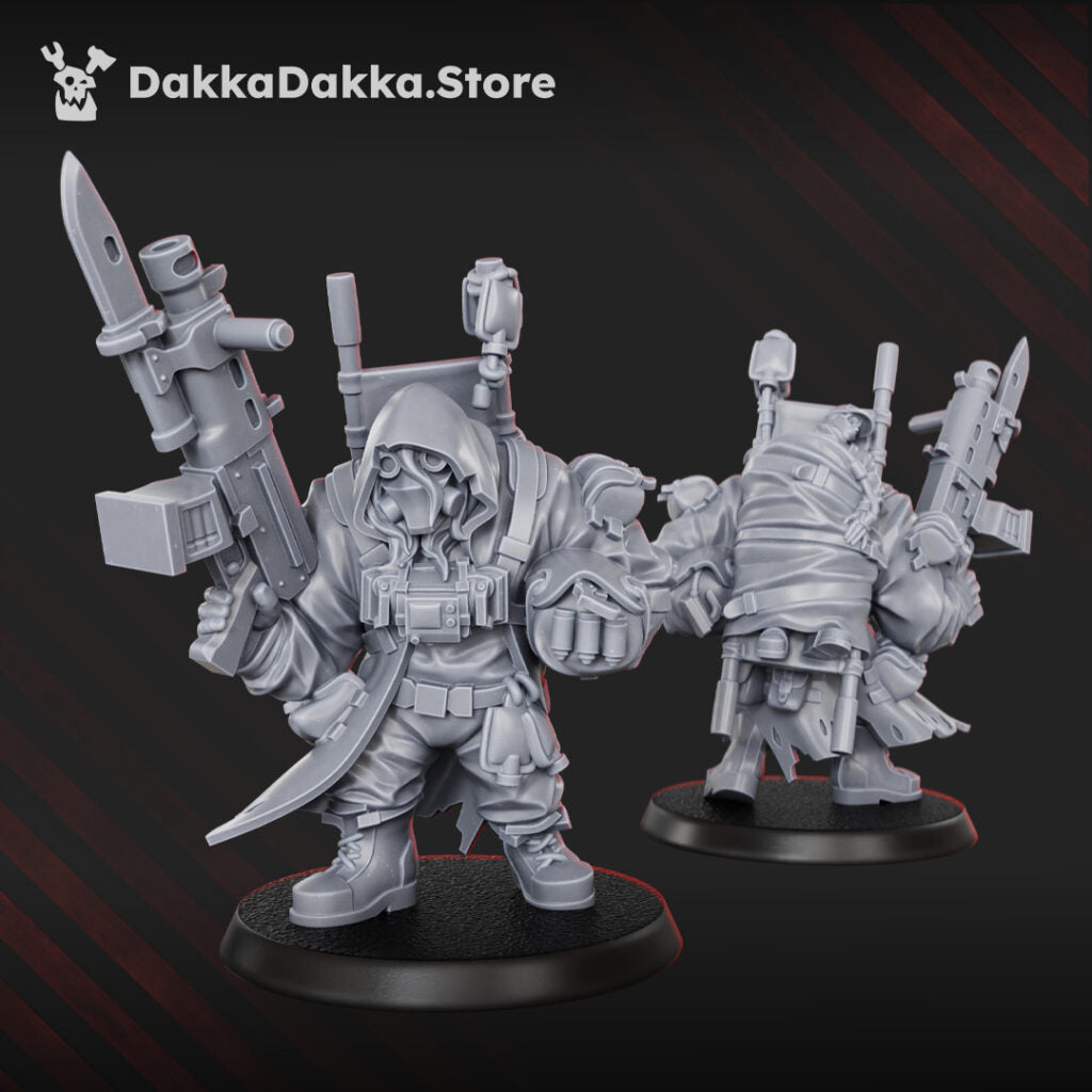 Imperial Army Mules Squad, proxy miniature, 28mm heroic scale unpainted resin, view 5