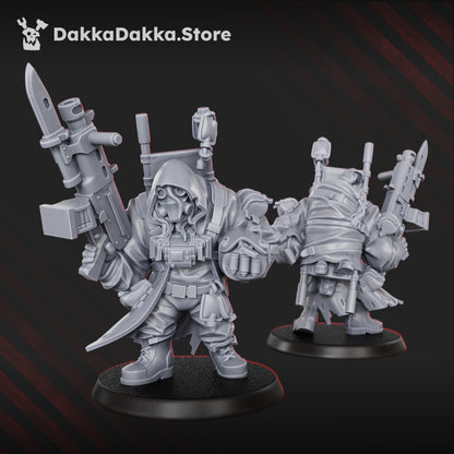 Imperial Army Mules Squad, proxy miniature, 28mm heroic scale unpainted resin, view 5