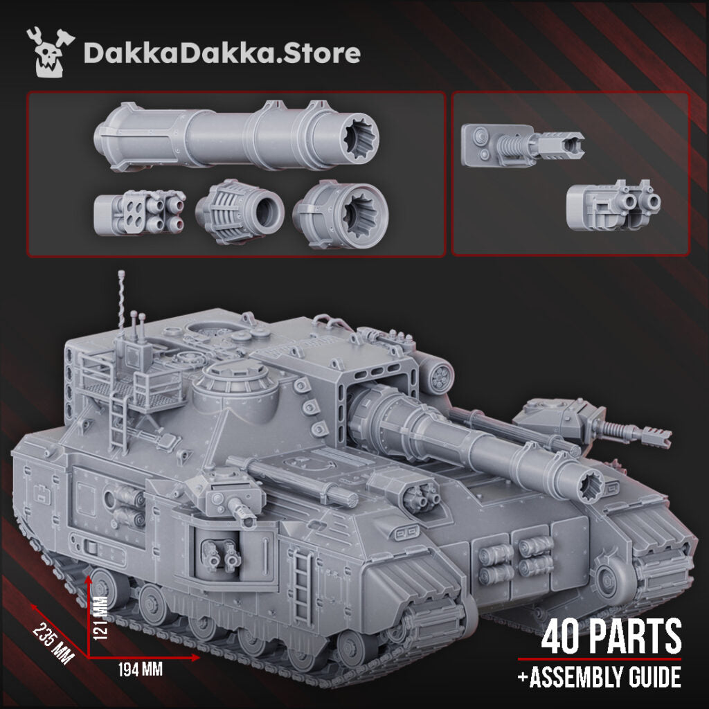 Imperial Army Superheavy Tank Barboudon B-5, proxy miniature, 28mm heroic scale unpainted resin, view 2
