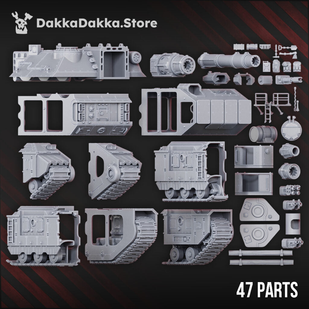 Imperial Army Superheavy Tank Barboudon B-5, proxy miniature, 28mm heroic scale unpainted resin, view 4