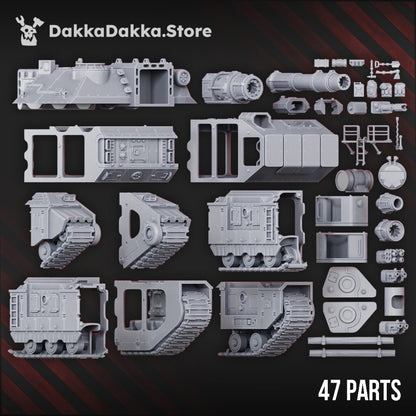 Imperial Army Superheavy Tank Barboudon B-5, proxy miniature, 28mm heroic scale unpainted resin, view 4