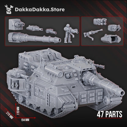 Imperial Army Superheavy Tank Gorgodon G-6, proxy miniature, 28mm heroic scale unpainted resin, view 2