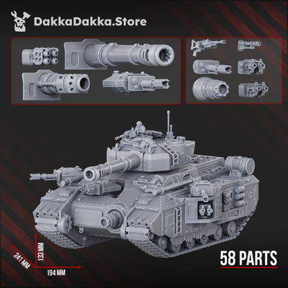 Imperial Army Superheavy Tank Smilodon S-9, proxy miniature, 28mm heroic scale unpainted resin, view 3