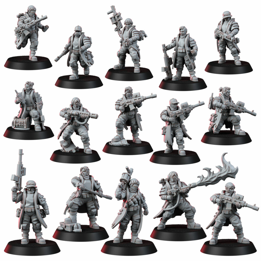 Imperial Army The Alcat Rats Infantry Squad (15 Units), proxy miniature, 28mm heroic scale unpainted resin
