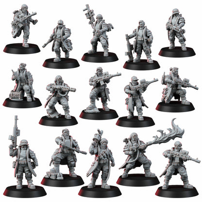 Imperial Army The Alcat Rats Infantry Squad (15 Units), proxy miniature, 28mm heroic scale unpainted resin