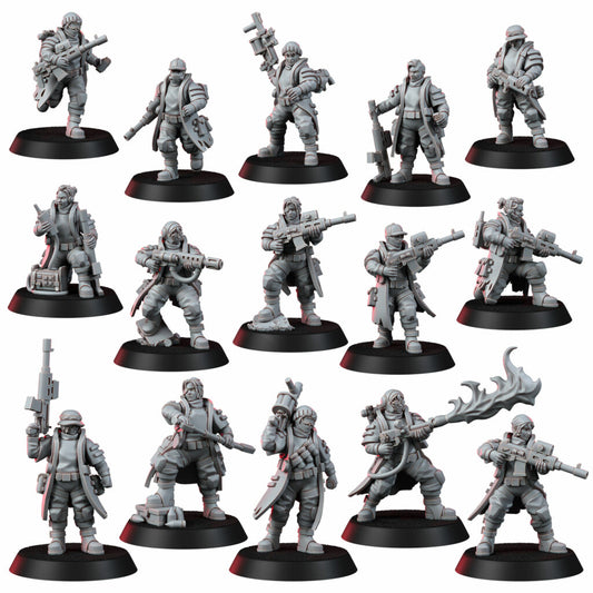 Imperial Army The Alcat Rats Infantry Squad (15 Units), proxy miniature, 28mm heroic scale unpainted resin