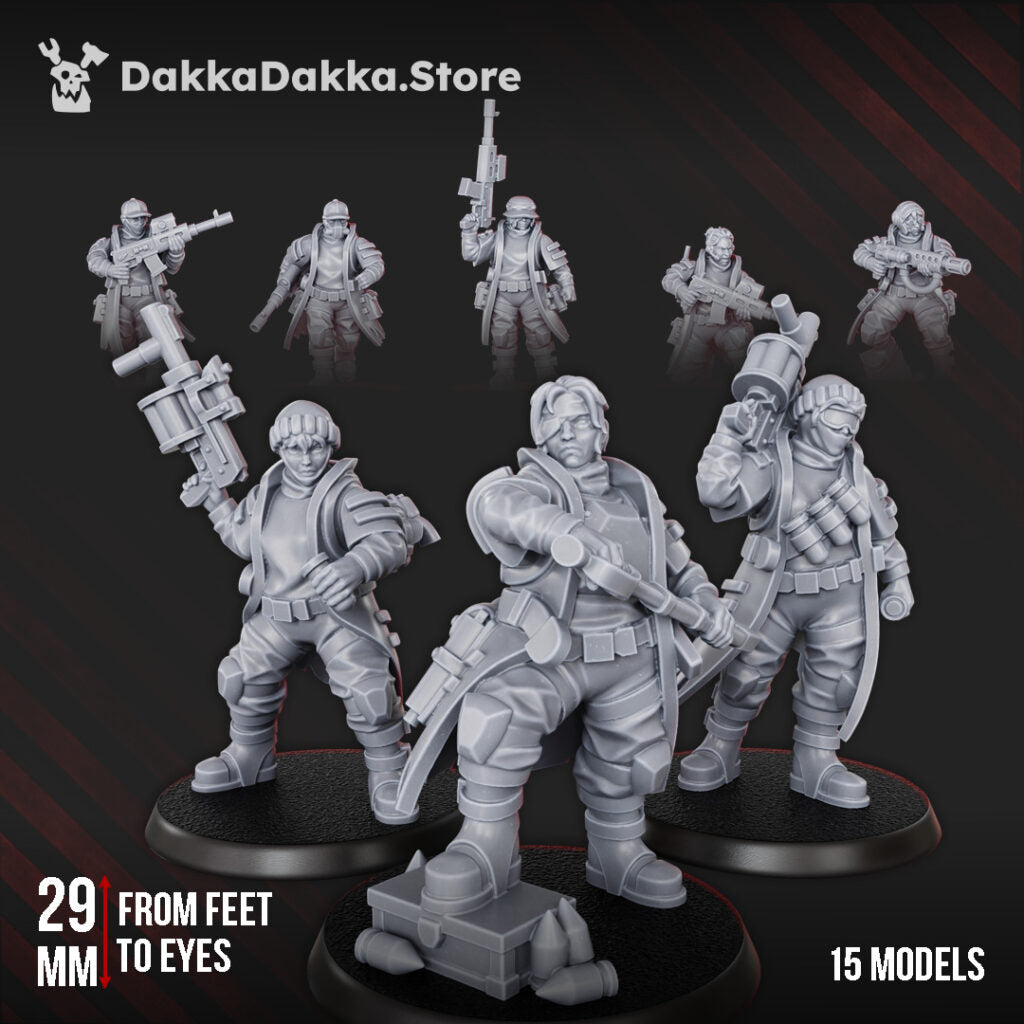 Imperial Army The Alcat Rats Infantry Squad (15 Units), proxy miniature, 28mm heroic scale unpainted resin, view 2