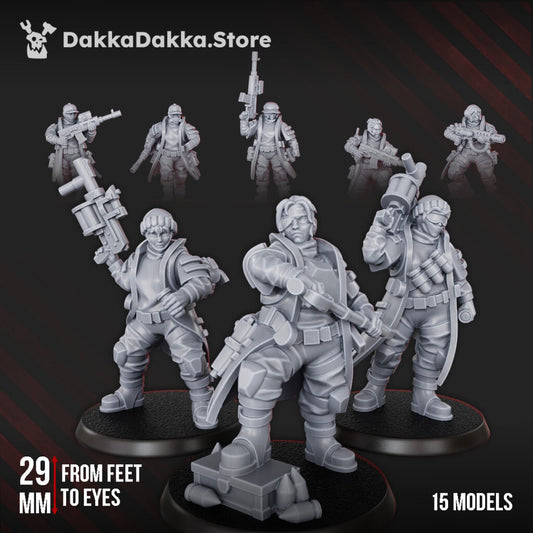 Imperial Army The Alcat Rats Infantry Squad (15 Units), proxy miniature, 28mm heroic scale unpainted resin, view 2