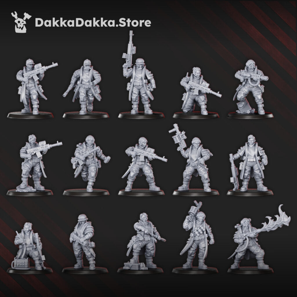 Imperial Army The Alcat Rats Infantry Squad (15 Units), proxy miniature, 28mm heroic scale unpainted resin, view 3