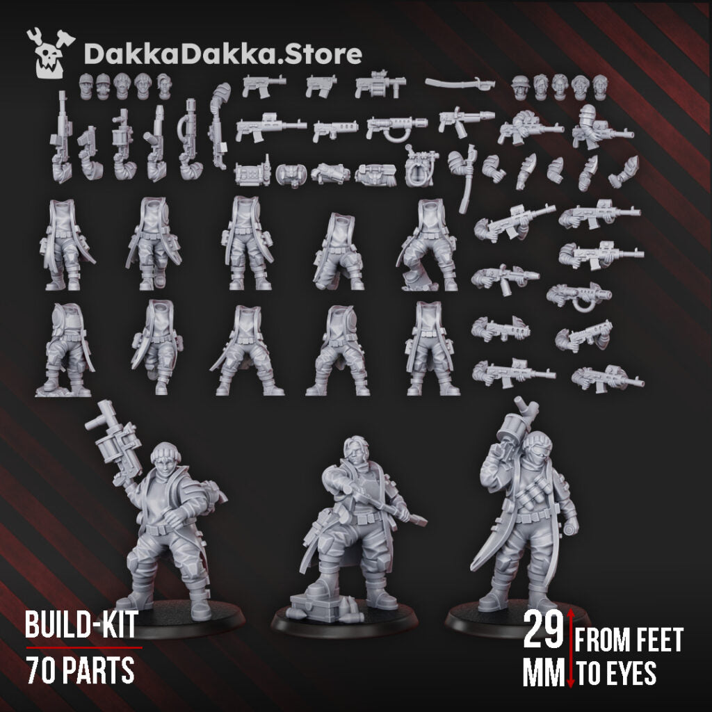 Imperial Army The Alcat Rats Infantry Squad (Build Kit), proxy miniature, 28mm heroic scale unpainted resin