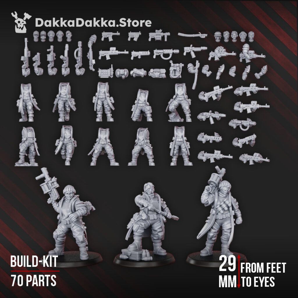 Imperial Army The Alcat Rats Infantry Squad (Build Kit), proxy miniature, 28mm heroic scale unpainted resin, view 2